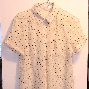Sheer heart print button down